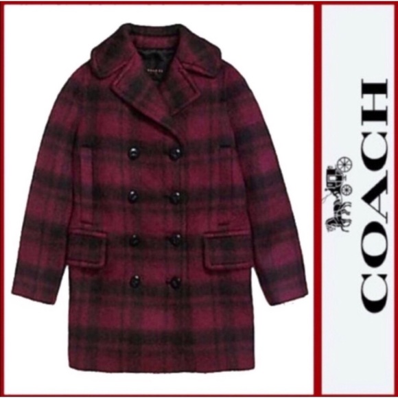 Coach Jackets & Blazers - Coach plaid long alpaca wool blend coat